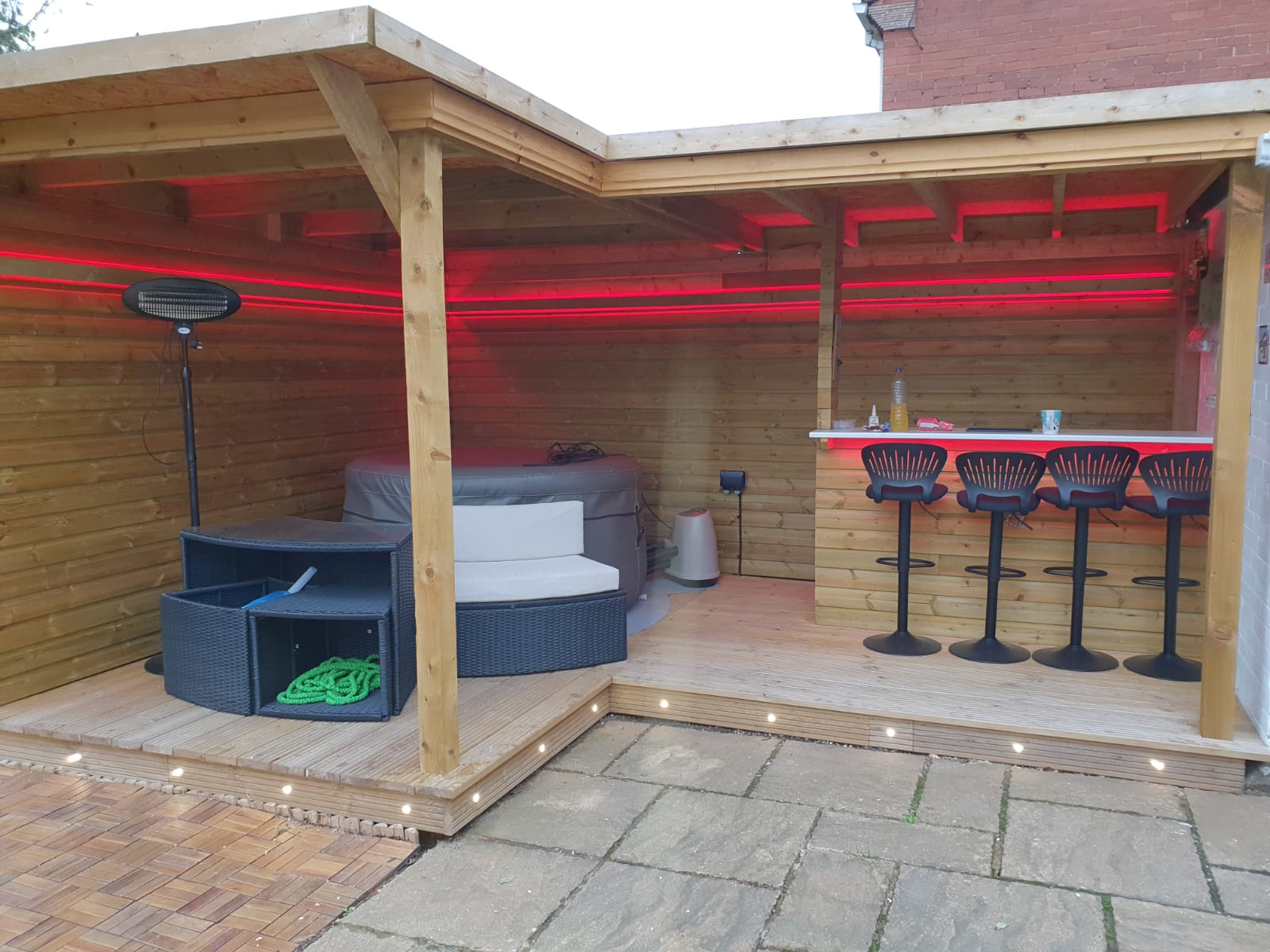 Outdoor bar and entertainment area with decking